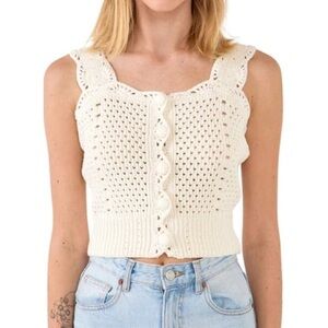 NWOT English Factory Scallop Detail Button Detail Knit Tank Top